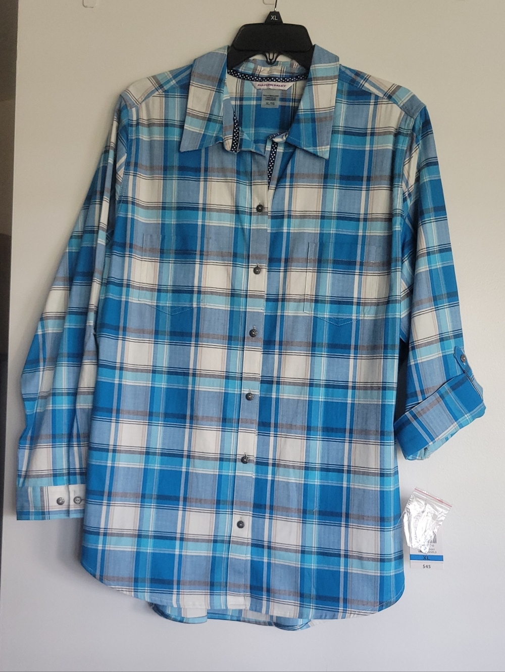 Allison Daley Plaid Blouse XL NWT